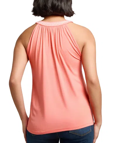 Jones New York Women's Embroidered Tassel-tie Halter Top In Pink