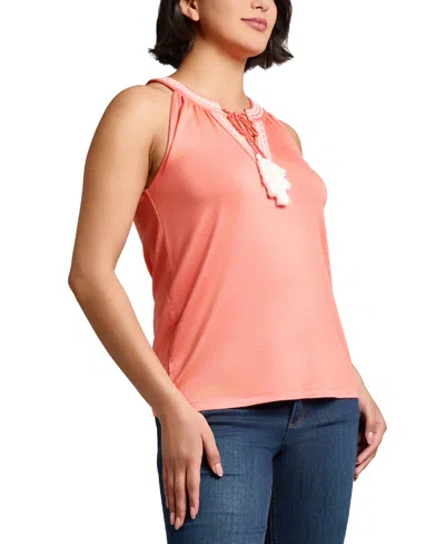 Jones New York Women's Embroidered Tassel-tie Halter Top In Pink