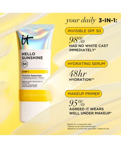 It Cosmetics Hello Sunshine Invisible Face Sunscreen Spf 50 In Transparent