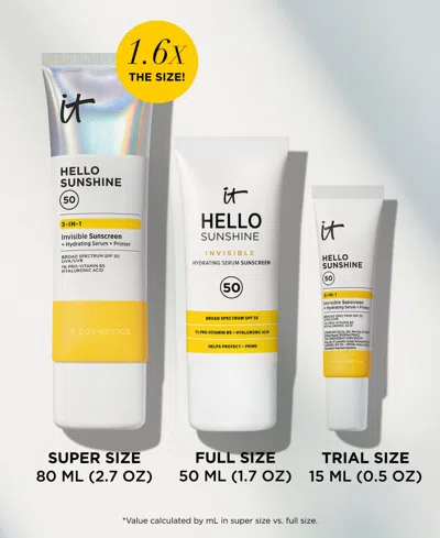 It Cosmetics Hello Sunshine Invisible Face Sunscreen Spf 50 In Transparent