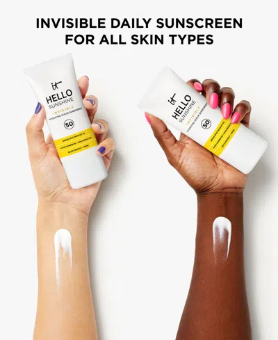 It Cosmetics Hello Sunshine Invisible Face Sunscreen Spf 50 In Transparent