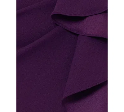 Betsy & Adam V-neck Cascade Ruffle High-low Gown In Purple