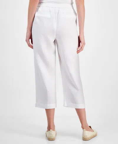 Charter Club Women's 100% Linen Solid Cropped Pull-on Pants, Created For Macy's In White