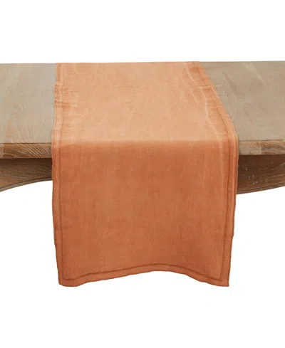 Saro Lifestyle Stonewashed Overlock Edge Table Runner, 16" X 72"
