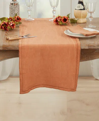 Saro Lifestyle Stonewashed Overlock Edge Table Runner, 16" X 72"
