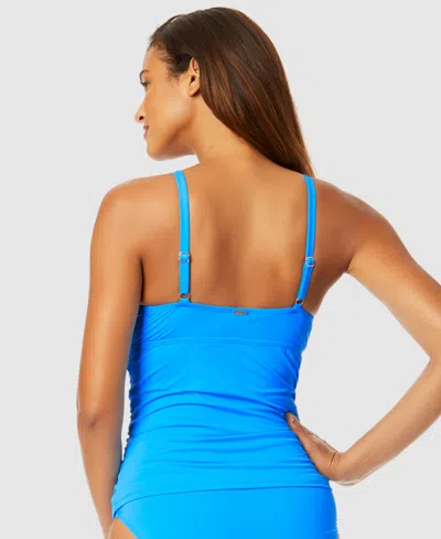 Anne Cole Underwire Surplice Tri Tankini In Blue