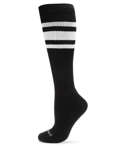 Memoi Women's Unisex Knee High Cotton Blend 15-20mmhg Graduated Compression Socks Wfc1520-1101 In Black