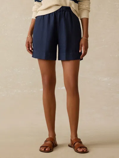 Faherty Laguna Linen Bayview Short In Blue