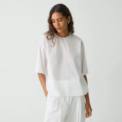 Theory Boxy Tee In Linear Cotton In White