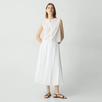 Theory Pleated A-line Skirt In Linear Cotton