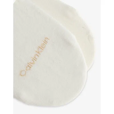 Calvin Klein Womens Off White Footie High-cut Pack Of Two Mesh Liner Socks