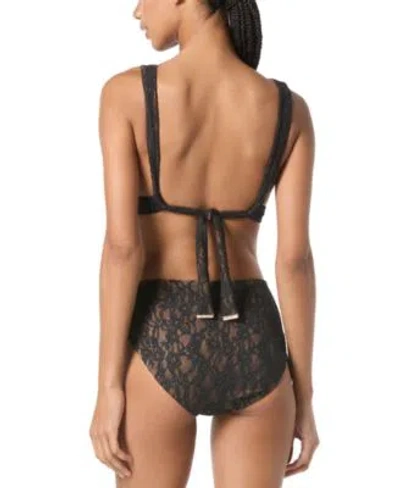 Michael Kors Michael  Womens Lace Tie Back Bikini Top Lace High Waist Bottoms