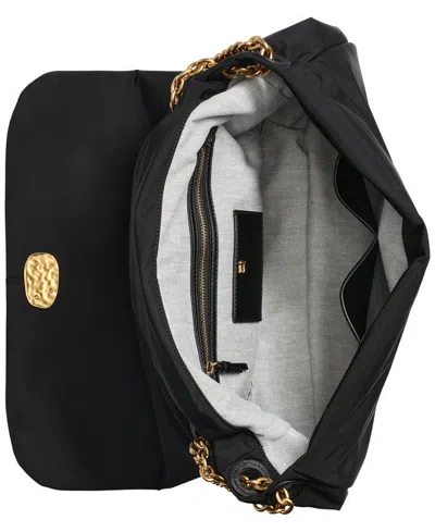 Donna Karan Crepe Large Nylon Shoulder With Chain Strap In Black