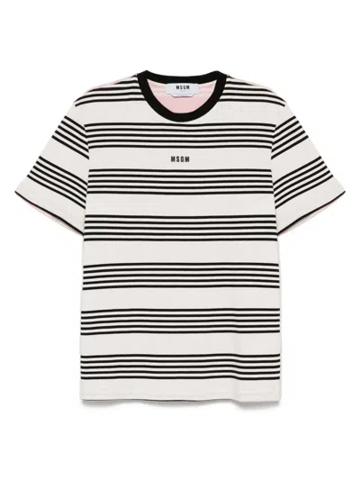 Msgm Rear Contrast Stripes Crew Neck T-shirt