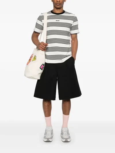 Msgm Rear Contrast Stripes Crew Neck T-shirt