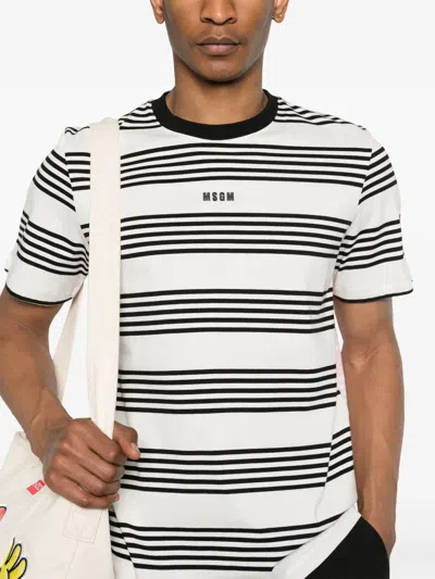Msgm Rear Contrast Stripes Crew Neck T-shirt