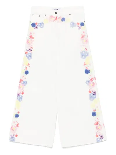 花卉印花牛仔裤