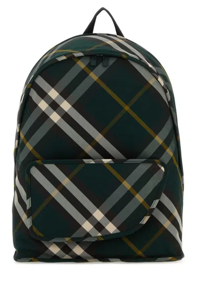 Burberry Check Pattern Shield Backpack With Front Zip