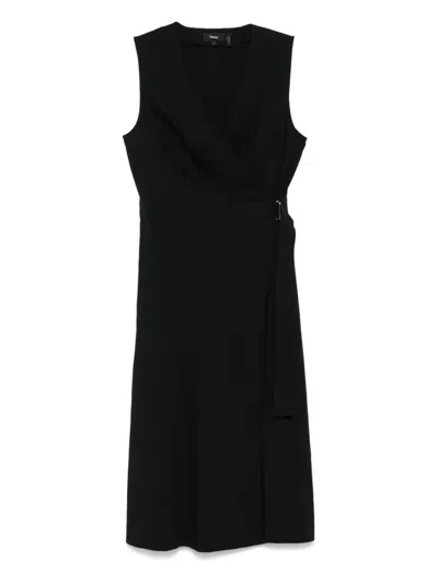 Theory Sleeveless A-line Wrap Dress In Good Linen