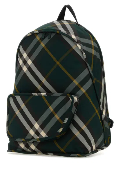 Burberry Check Pattern Shield Backpack With Front Zip