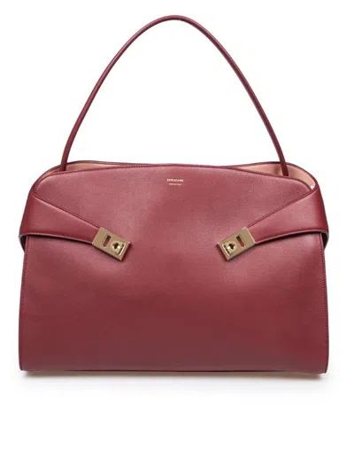 Ferragamo Burgundy Leather Large Hug Soft Shoulder Bag