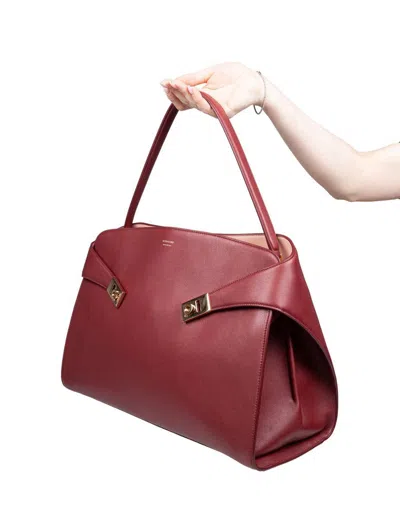 Ferragamo Burgundy Leather Large Hug Soft Shoulder Bag