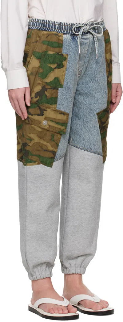 3.1 Phillip Lim Patchwork Camo Ripstop Joggers Dark Olive Multi
