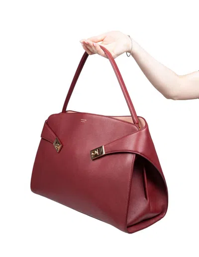 Ferragamo Burgundy Leather Large Hug Soft Shoulder Bag