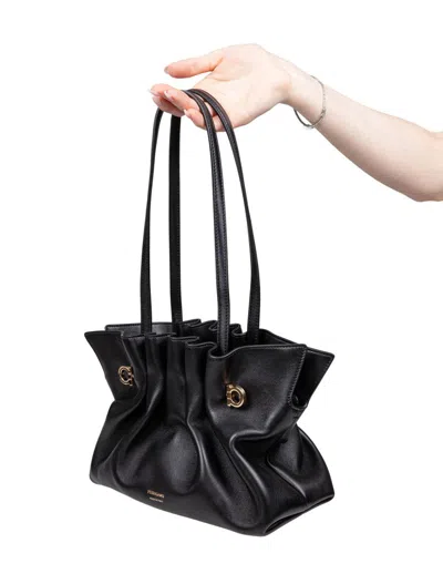 Ferragamo Soft Bag In Nappa Color Black