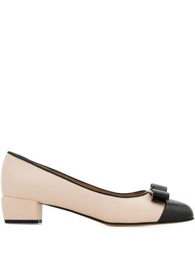 Ferragamo Vara Q 35 Quilted Leather Pumps In Neutrals