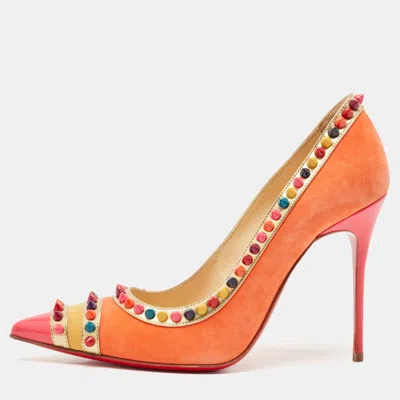 Pre-owned Christian Louboutin Multicolor Patent Leather And Suede Malabar Hill Pumps Size 38