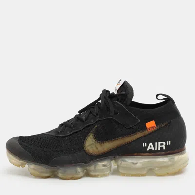 Pre-owned Off-white X Nike Black Knit Fabric And Suede Air Vapormax Flyknit Sneakers Size 44.5