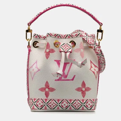 Pre-owned Louis Vuitton White Lv By The Pool Nano Noe Shoulder Bag