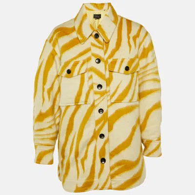 Pre-owned Isabel Marant Yellow & Cream Printed Wool Short Coat M