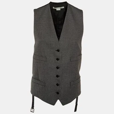 Pre-owned Stella Mccartney Charcoal Grey Patterned Wool Sleeveless Vest S