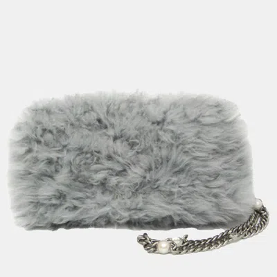 Pre-owned Miu Miu Grey Fur Shoulder Bag