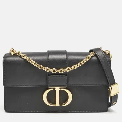 Pre-owned Dior Black Leather East West 30 Montaigne Chain Bag