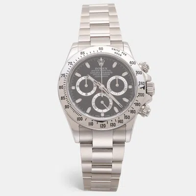 Pre-owned Rolex Black Stainless Steel Cosmograph Daytona 116520 Men's Wristwatch 40 Mm