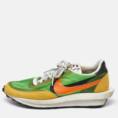 Pre-owned Sacai Multicolor Mesh And Leather Ldwaffle Green Gusto Sneakers Size 46