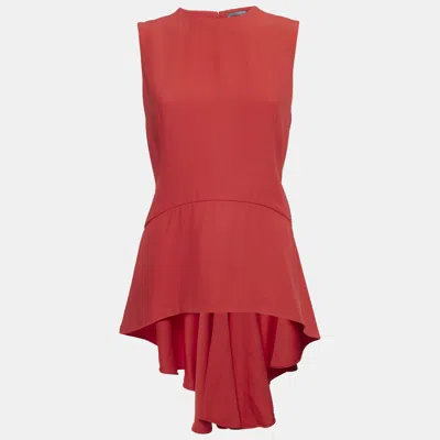 Pre-owned Alexander Mcqueen Red Crepe High-low Flared Top M
