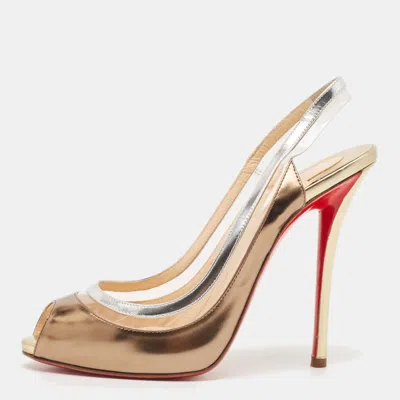 Pre-owned Christian Louboutin Multicolor Leather And Pvc Paulina Slingback Pumps Size 38