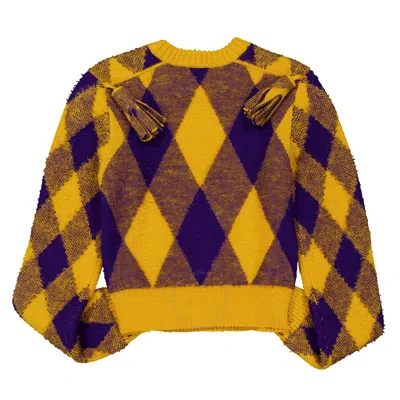 Burberry Embroidered Wool Sweater In Yellow