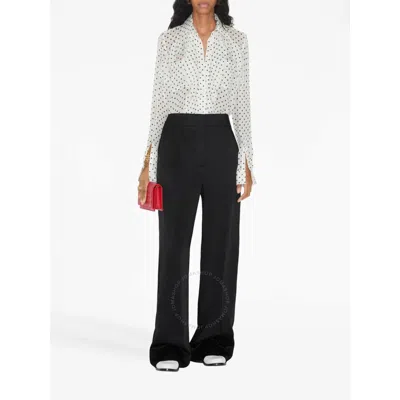 Burberry Ruffled Polka Dot Silk Chiffon Blouse