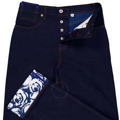Burberry Denim Rose Print Straight Leg Boyfriend Jeans