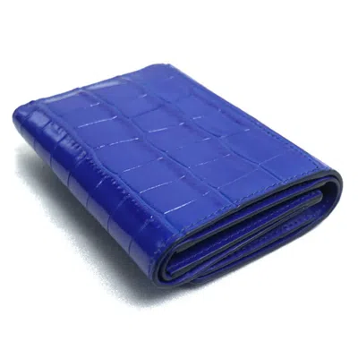 Pre-owned Burberry Blue Leather Wallet (tri-fold) ()