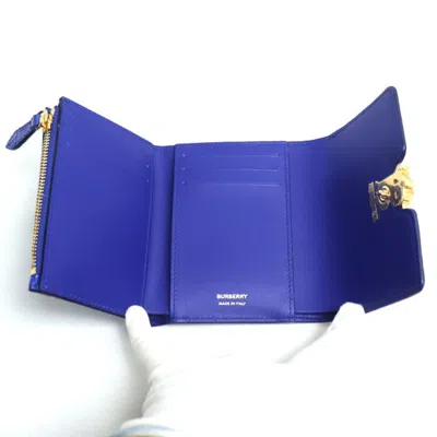 Pre-owned Burberry Blue Leather Wallet (tri-fold) ()