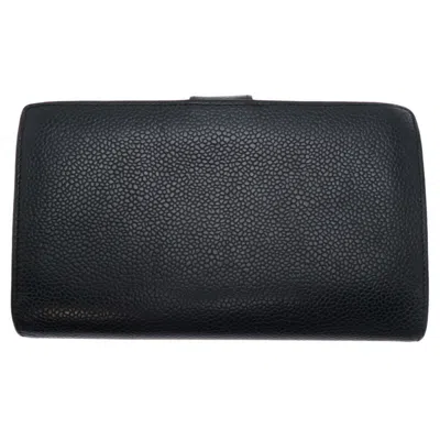 Pre-owned Chanel Black Grained Calfskin Long Wallet (bi-fold) ()