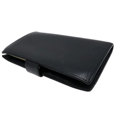 Pre-owned Chanel Black Grained Calfskin Long Wallet (bi-fold) ()