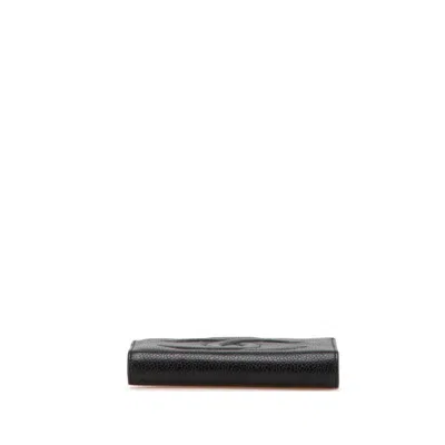 Pre-owned Chanel Black Grained Calfskin Wallet (bi-fold) ()
