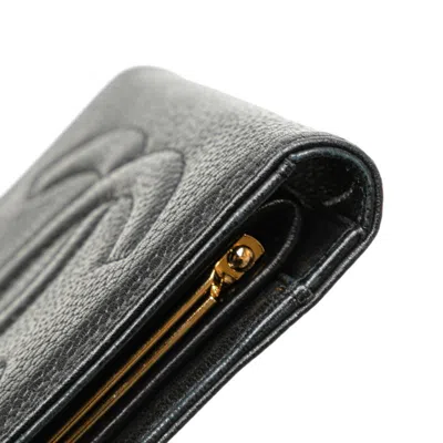 Pre-owned Chanel Black Grained Calfskin Wallet (bi-fold) ()